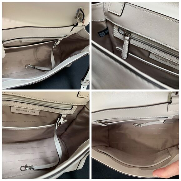 MICHAEL KORS Large Optic White Polished Leather Top Handle WHITNEY Satchel XB - Picture 10 of 16